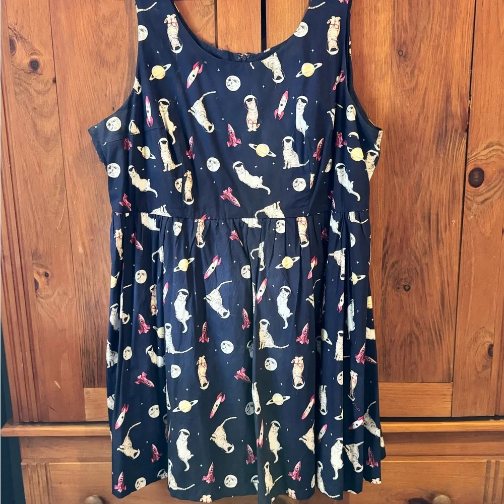 ModCloth Navy Cats in Space Dress - Picture 1 of 5